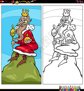 国王王宫卡通卡通山丘之王人物着色书 pag设计图片