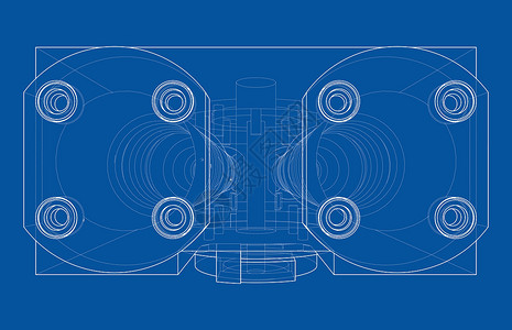 抽象行业对象概念 韦克托机器建造绘画建筑师齿轮草稿技术蓝图工程插图背景图片