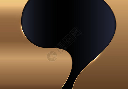现代豪华模板抽象金色金属曲线形状 黑色背景照明背景图片
