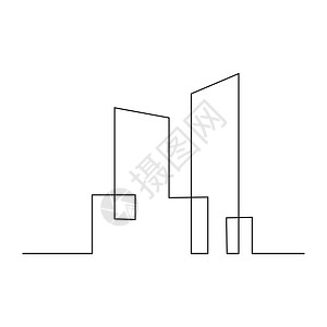 住宅建筑概念的连续线条图标志符号建筑矢量插图简单城市公寓创造力不动产建筑学经纪人标识房地产艺术品牌背景图片