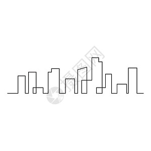 住宅建筑概念的连续线条图标志符号建筑矢量插图简单草图商业品牌绘画建筑学创造力财产公寓市场标识背景图片