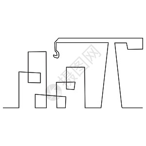 住宅建筑概念的连续线条图标志符号建筑矢量插图简单房子艺术不动产商业市场房地产财产绘画建筑学城市背景图片