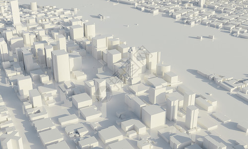 单色的摩天大楼和大都市 建筑和商业城市规划概念 低多边形城市景观场景 大型项目主题的蓝图 复制空间 3D插画渲染盒子艺术插图建筑背景图片
