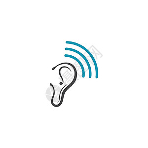 听力标志模板矢量 ico耳聋耳朵噪音波浪医生夹子艺术心脏病学白色插图背景图片