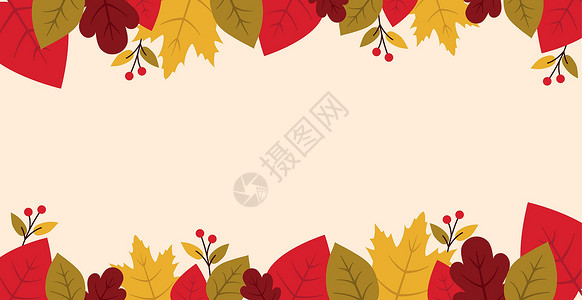 十一月你好文字现实的秋季秋秋叶 白背景和文字空间  矢量框架枫叶卡片橙子感恩广告店铺销售边界横幅设计图片