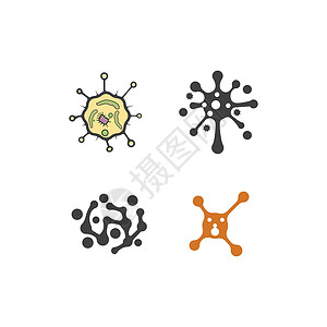 设置细菌标志模板矢量符号风险营养病菌插图生物学生物微生物学微生物标识感染背景图片