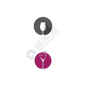 葡萄酒标志模板矢量图黑色玻璃酒吧酒精藤蔓菜单餐厅液体酒厂酒杯背景图片