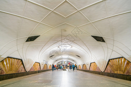 莫斯科地铁站内地城市车站平台建筑学民众装饰隧道风格艺术观光背景图片