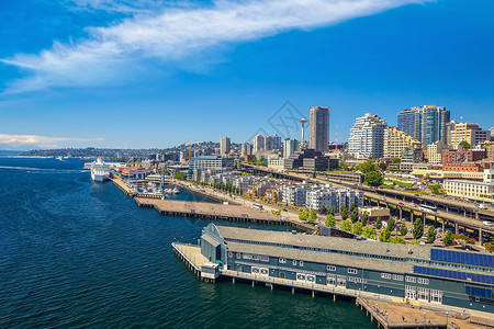 西雅图天际线城市景观户外高清图片