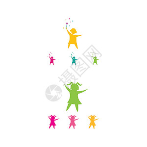 孩子标志模板矢量符号男人白色插图创造力孩子们商业家庭教育艺术背景图片
