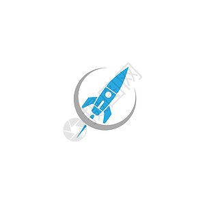 火箭标志模板矢量符号商业天空技术飞船插图发射行星轨道科学蓝色背景图片