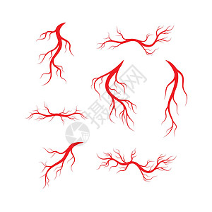 红色眼球人体静脉和动脉插图设计红色药品标识解剖学宏观医疗血管眼睛眼球曲线插画