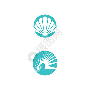 外壳标志模板矢量符号扇贝贝类黑色插图贝壳情调动物水族馆珍珠海洋背景图片