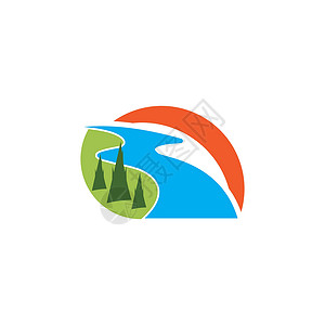 河 Logo 模板矢量符号艺术蓝色自然插图生活旅行白色背景图片