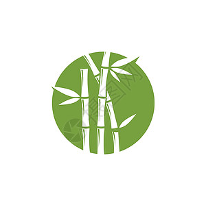 矢量竹子带有绿叶矢量图标模板的竹标志圆圈温泉热带白色绿色植物艺术木头叶子商业插画