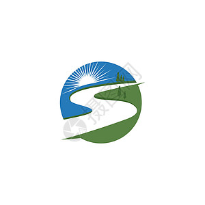 河 Logo 模板矢量符号旅行插图蓝色自然艺术白色生活背景图片