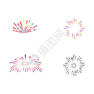烟花图标设置烟花标志模板矢量符号焰火绘画生日周年派对纪念日艺术乐趣庆典白色设计图片