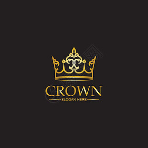 维多利亚时代的皇冠标志模板矢量 ico标识君主金子库存黑色风格插图皇家国王纹章插画