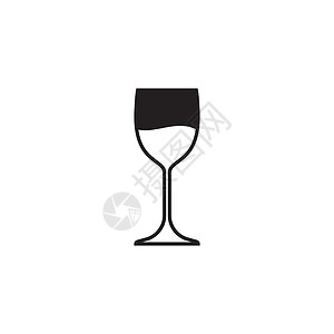 酒杯和瓶子图标矢量图酒厂菜单玻璃杯子白色插图酒吧饮料庆典标识背景图片