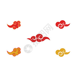 设置中国云徽标模板 vecto红色天空艺术卡通片墙纸装饰品多云背景图片