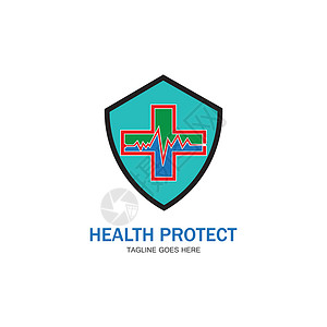 健康保护与盾牌标志设计矢量模板医疗或保险公司vecto网络保险插图安全商业公司警卫红色帮助防御背景图片