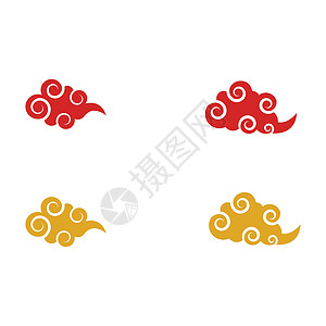 设置中国云徽标模板 vecto多云墙纸卡通片装饰品红色艺术天空背景图片