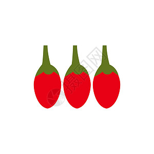 伏牛枸杞标志 白色背景上的孤立枸杞叶子浆果标识草本植物食物水果药品绿色植物饮食插画