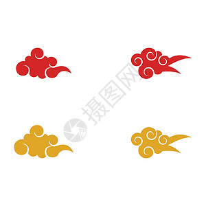 设置中国云徽标模板 vecto天空卡通片装饰品多云艺术墙纸红色背景图片