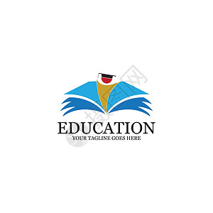教育标志模板 vecto图书馆标识帽子知识学习公司商业学校木板身份背景图片