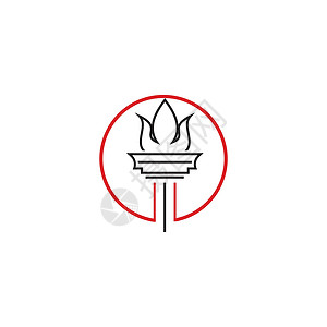 火炬标志模板矢量符号运动力量成功成就自由烧伤竞赛插图黑色徽章背景图片