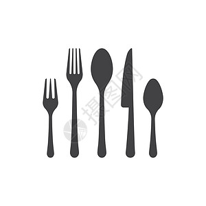 叉刀和勺子图标标志矢量模板  餐厅设计烹饪工具厨房盘子用具用餐环境早餐咖啡店银器背景图片