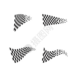 黑色方格赛旗图标简单设计赛旗日志白色运动速度竞赛越野优胜者标识摩托车成功发动机插画