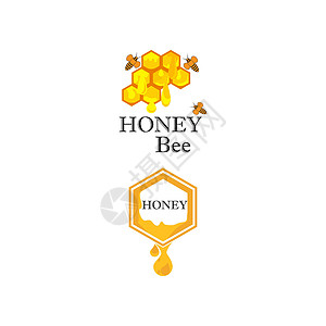 蜂蜜标志模板设计 Vecto蜂巢黄色蜜蜂标签标识商业蜂窝橙子液体农场背景图片