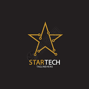 黑色背景上的金星科技标志白色插图商业按钮星星创造力互联网身份成功金子背景图片