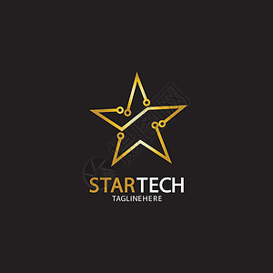 黄色的星星黑色背景上的金星科技标志黄色白色网站插图办公室标识按钮商业艺术公司设计图片
