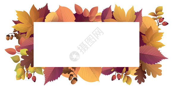 你好十一月文字现实的秋季秋秋叶 白背景和文字空间  矢量广告卡片横幅店铺橙子枫叶季节插图海报营销设计图片