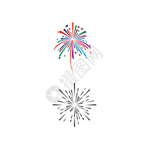 绘画烟花素材烟花标志模板矢量符号庆典焰火艺术节日黑色生日绘画周年白色火焰设计图片