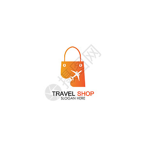 旅游购物标志设计模板店铺航程卡通片艺术服务冒险手提箱季节标签假期背景图片