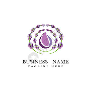 薰衣草 Logo 模板矢量符号疗法紫色草本香气叶子花束花园白色芳香草本植物背景图片