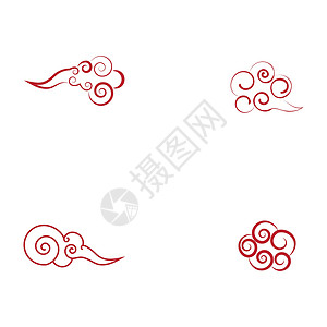 设置中国云 Logo 模板矢量符号多云天空卡通片艺术红色装饰品墙纸背景图片
