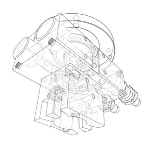 抽象行业对象概念 韦克托机械草图气缸元素工程蓝图轮廓机器螺丝制造业背景图片