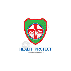 健康保护与盾牌标志设计矢量模板医疗或保险公司vecto防御白色药品医院商业标识插图徽章创造力帮助背景图片