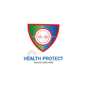 健康保护与盾牌标志设计矢量模板医疗或保险公司vecto警卫医院公司医生安全药品保险商业徽章创造力背景图片