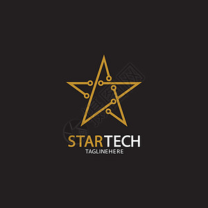 黑色背景上的金星科技标志创造力按钮身份网络办公室黄色标识星星成功商业背景图片