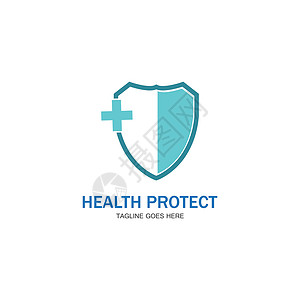 健康保护与盾牌标志设计矢量模板医疗或保险公司vecto医院防御安全徽章警卫插图药品医生公司白色背景图片