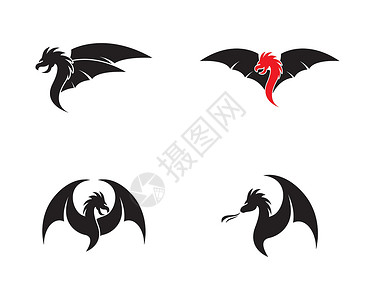 蝙蝠标志龙头标志模板武术插图图腾动物倒钩魔法标识王朝怪物文化插画