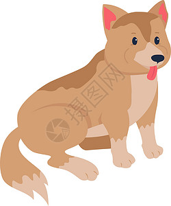 哈士奇拆家混合品种狗采用半扁平颜色矢量特征插画