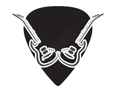 吉他标志 vecto公司乐队店铺音乐会潮人颅骨乐器插图白色音乐家背景图片