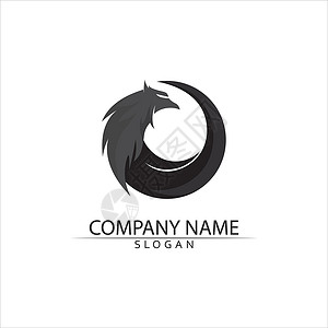 马头标识猎鹰标志模板 vecto创造力商业翅膀金子标识公司标签插图金融团队插画