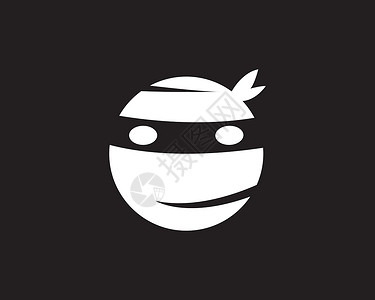 忍者标志设计白色面具斗争艺术武士运动黑色行动文化卡通片背景图片
